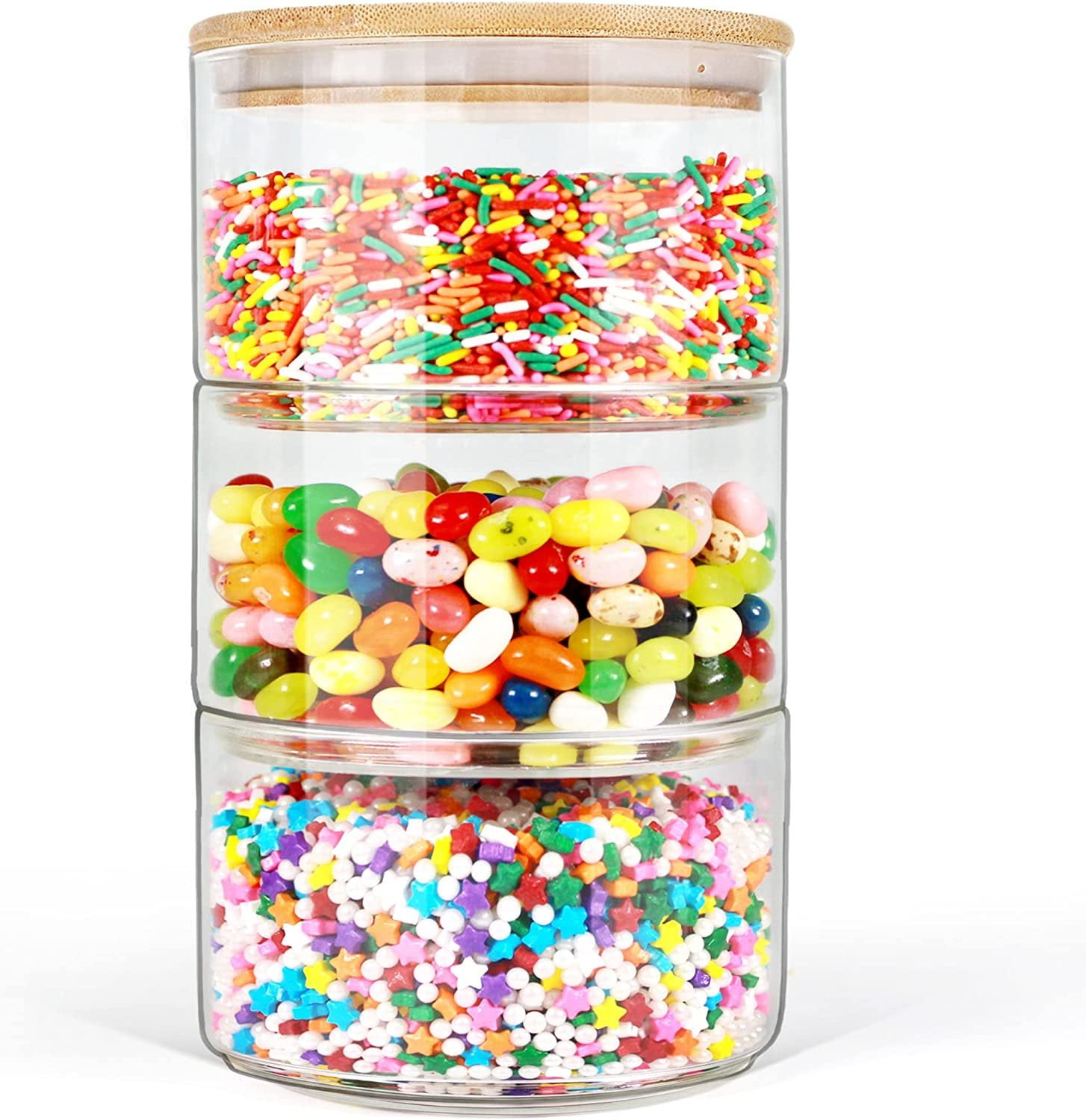 PANDORA Cookie Jar (2 Pack) 75.Â½ Ounce Glass Jar With Plastic Air-tight  Sealed Screw-on Lid 2 Ways Display for Candies, Pretzels, Dry Food, Flour,  Sugar, Jelly Bean Jar Canister, Clear 