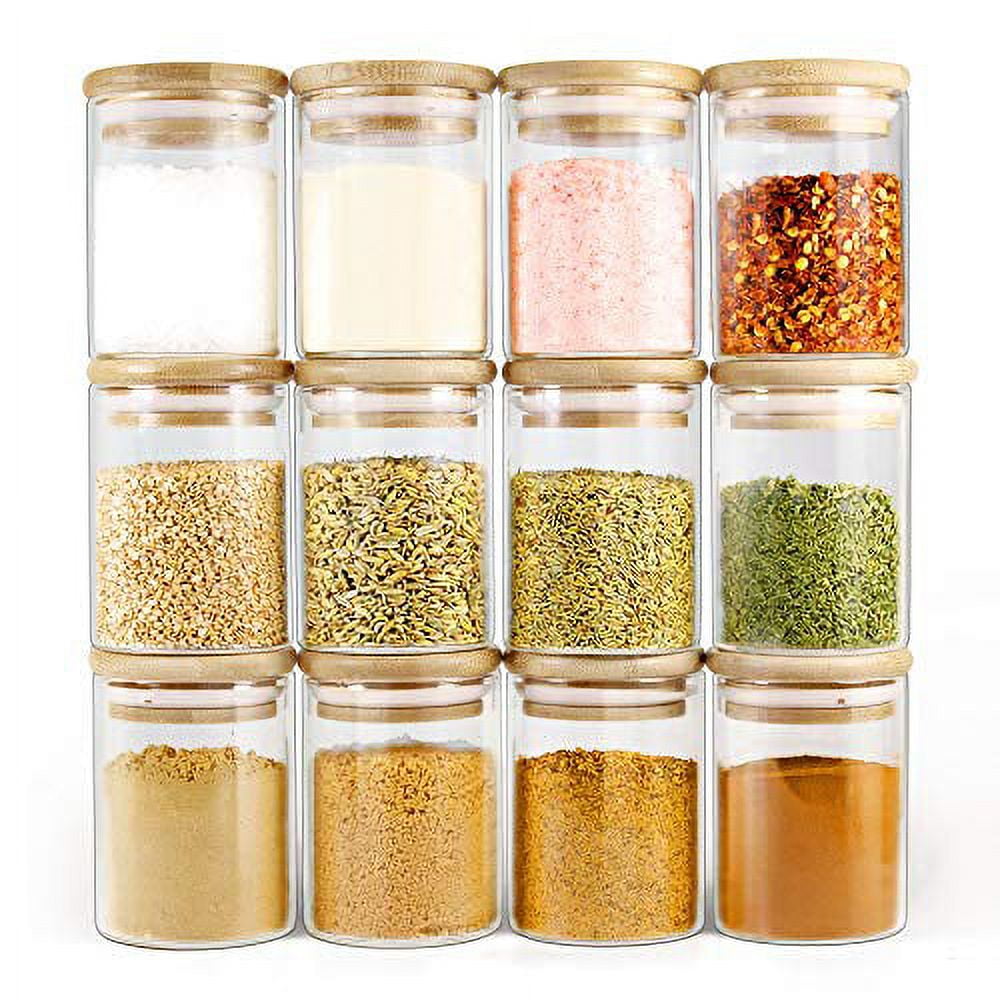 6pcs 26oz/16oz Glass Food Storage Containers with Lids Airtight, Spice Jars  with Label & Bamboo Lids Spoons, Glass Canisters Kitchen Container Storage