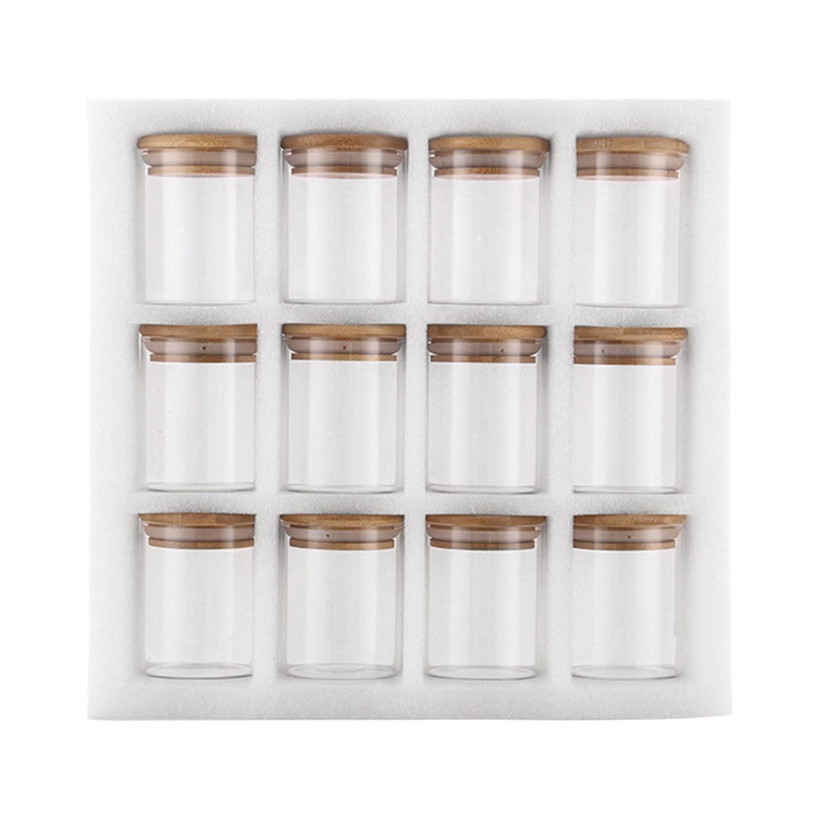 Glass Spice Jars with Bamboo Lids. 6oz Glass Jars with Lids. 12x