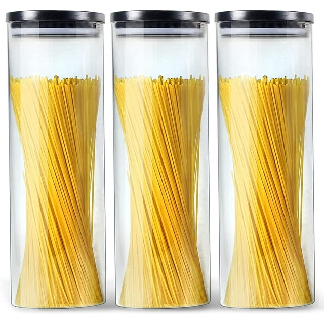 Glass Jars with Black lids, Glass Food Storage Containers with