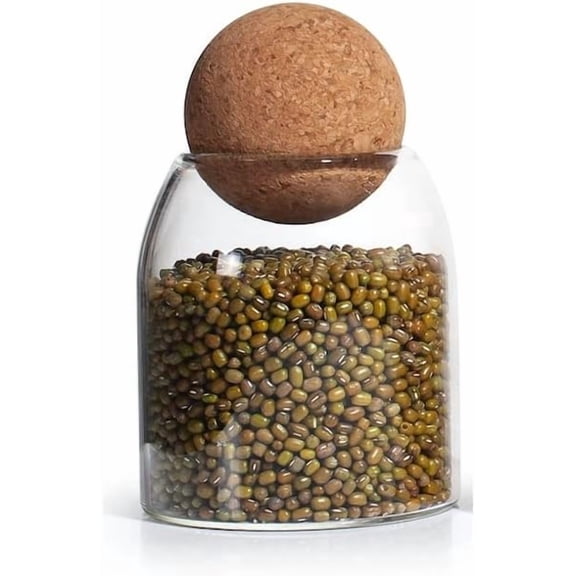 Glass Jars with Cork , Candy Jar with Lid, Coffee jar for Counter, Cookie Jar with Airtight , Clear Glass Jar for Candy, , Coffee Bean, Sugar, Spices,  etc (450ml/15oz)