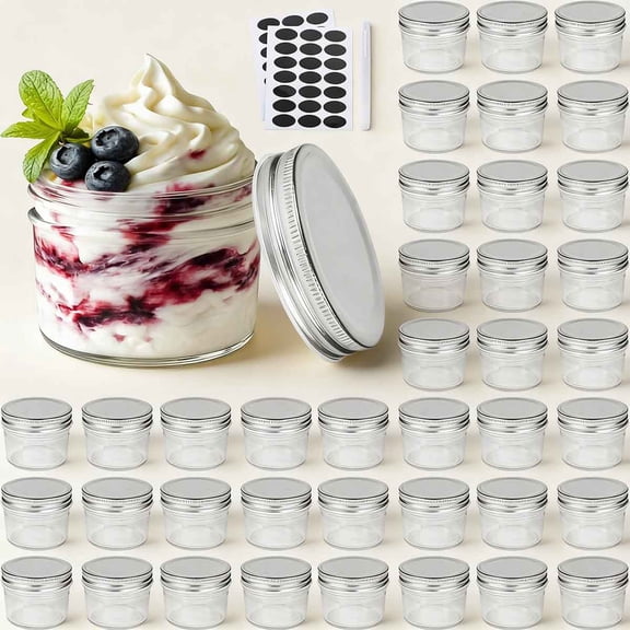 Glass Jars With Lids, Mason Jars For Honey, Jam, Wedding Favor, DIY Magnetic Mini Spice Jars, Set of 40