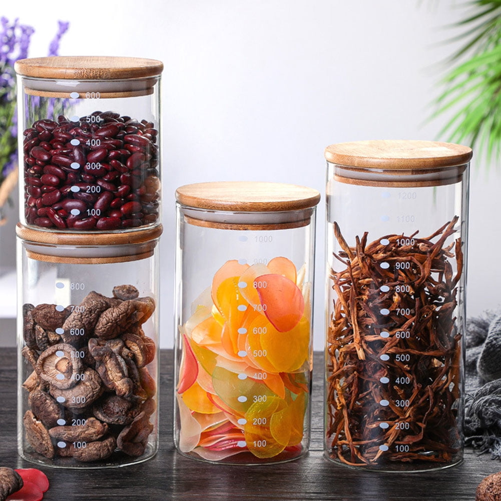 WEIRUIFANZHI Glass Food Storage Jars Set of 6 Decorative Glass Kitchen  Canisters Glass Home Containers with Stackable Airtight Plastic Lids for  Coffee