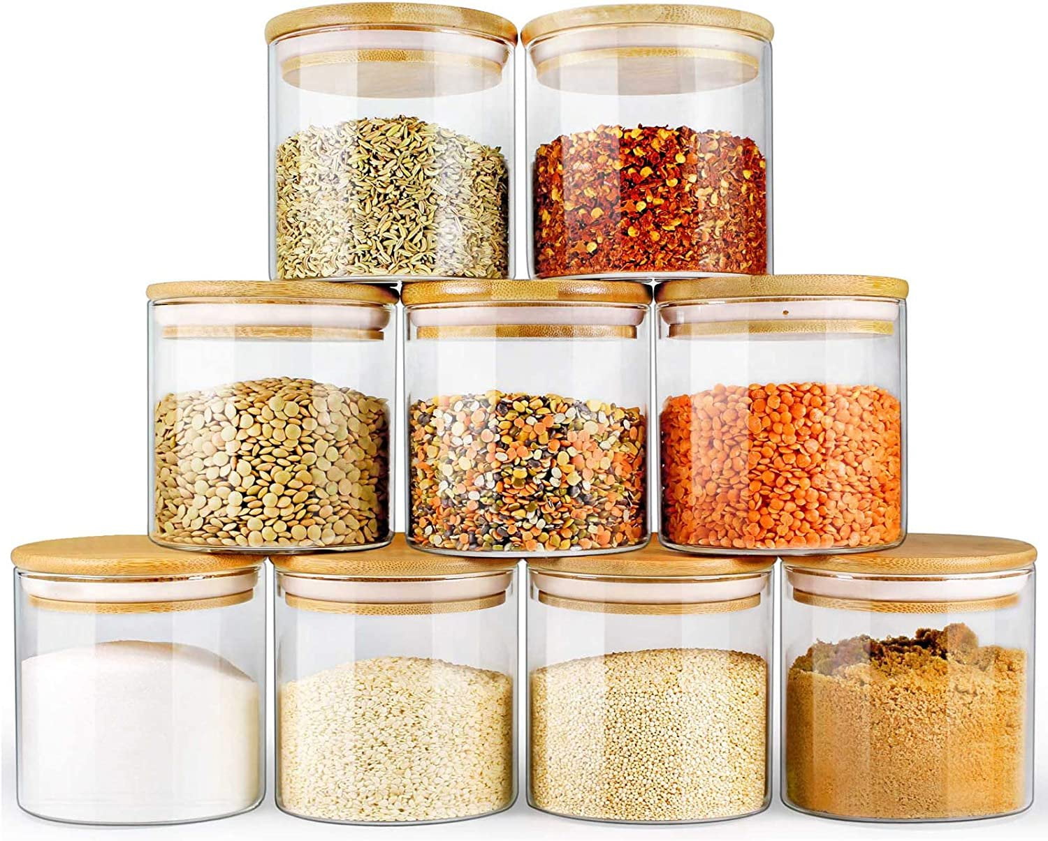 Gazelle Glass - Airtight Glass Food Canisters with Bamboo Lids -  Borosilicate Glass Food Storage Organizer Containers Jars - 78 Oz