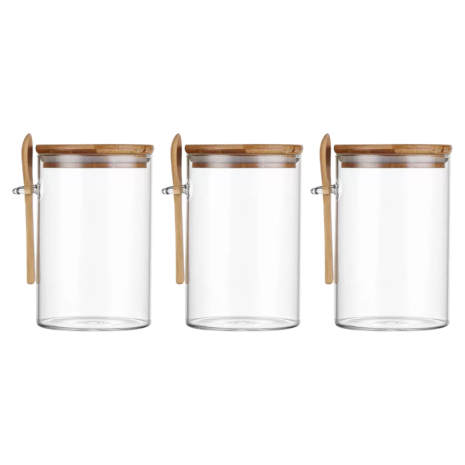 3 Pack Glass Jar with Bamboo Lids Glass Containers Sealed Glass Spice Jars  for Candy Coffee Beans Sugar Nuts Cookies 420ml 450ml