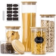thumbnail image 1 of Glass Jars with Bamboo Lids,Glass Food Storage Jars with Wood Lids for Pantry-5 Pack, 1 of 6