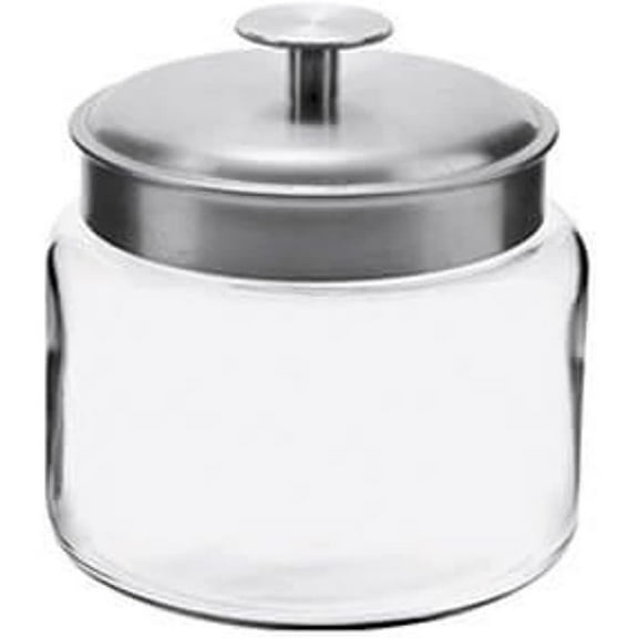 Glass Jars with Fresh Sealed Lids, Brushed Metal, 64 Oz (Set of 2)