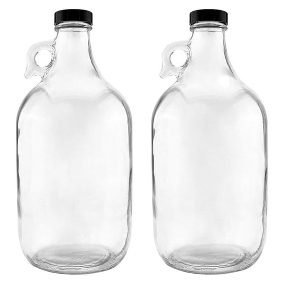 Glass Jugs Half Gallon - Pack of 2 - Clear Food Storage Containers with Airtight Lids - Ideal for Fermenting, Pickling, and Kitchen Use