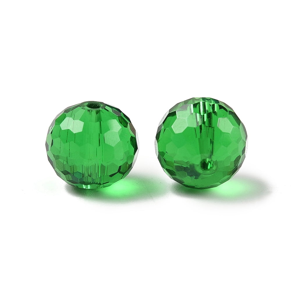 Glass K9 Glass Imitation Austrian Beads Faceted(128 Facets) Round Green 12mm Hole: 1.4-2mm