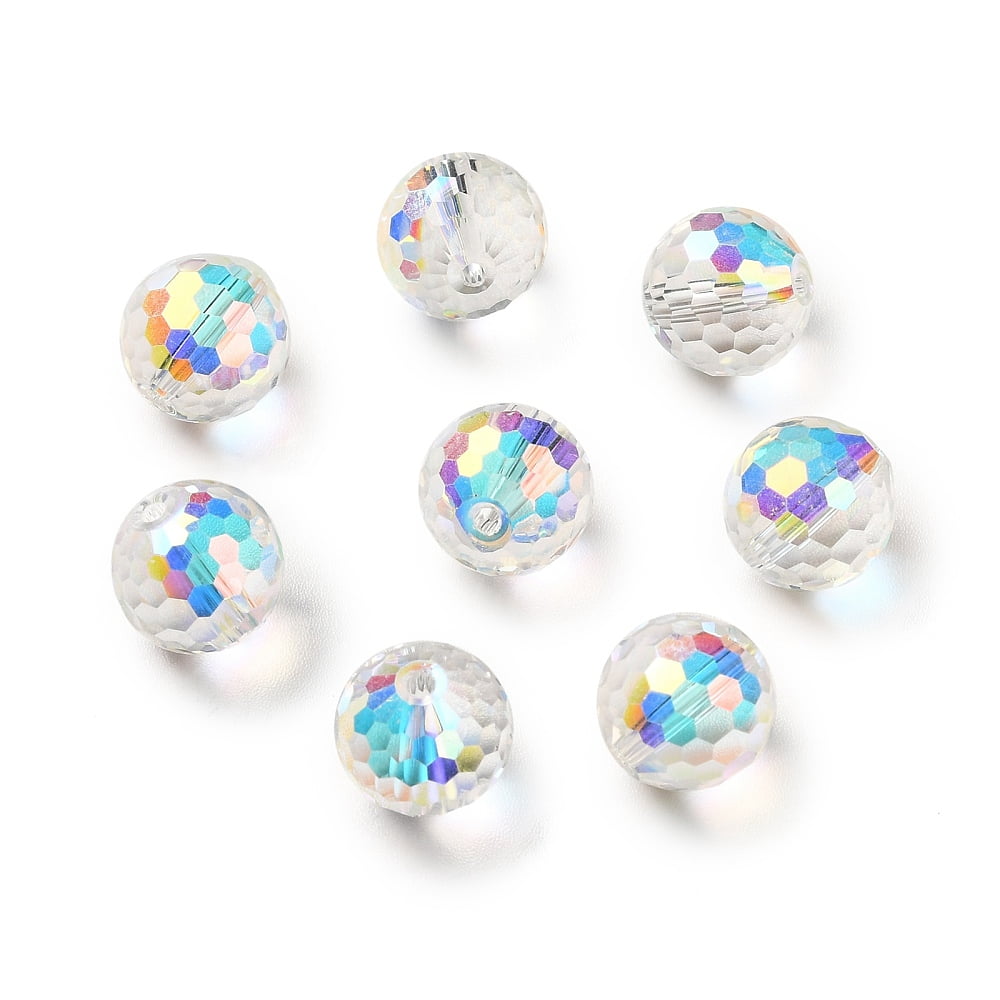 Glass K9 Glass Imitation Austrian Crystal Beads Faceted(128 Facets) Round Clear AB 10mm Hole: 1.5mm
