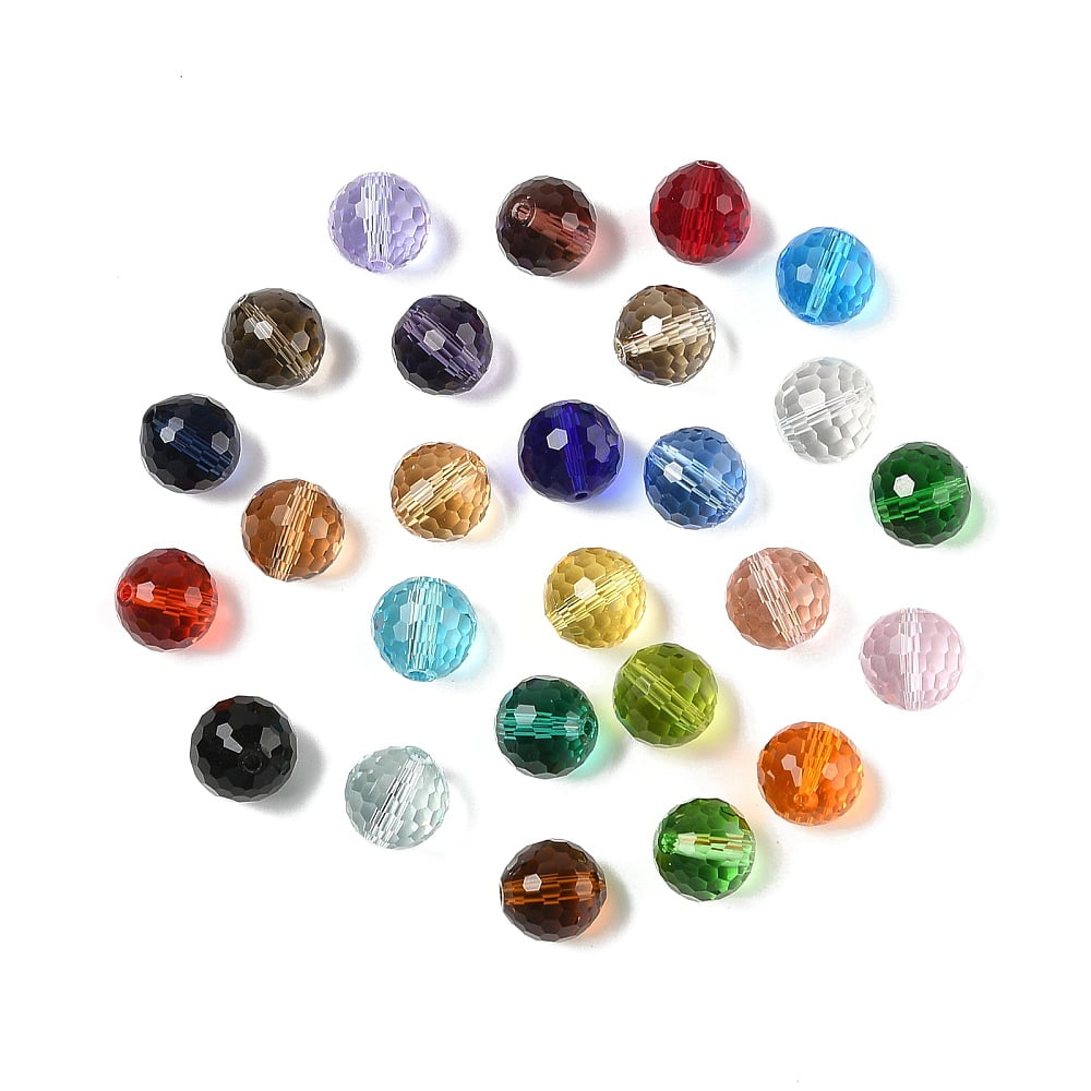 Glass K9 Glass Imitation Austrian Crystal Beads Faceted(128 Facets) Round Mixed Color 12mm Hole: 2mm