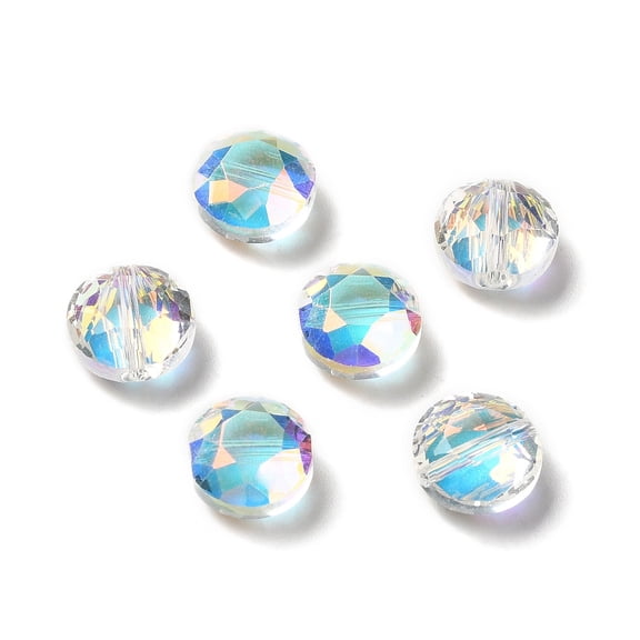 Glass K9 Glass Imitation Austrian Crystal Beads Faceted Flat Round Clear AB 10x6mm Hole: 1.5mm