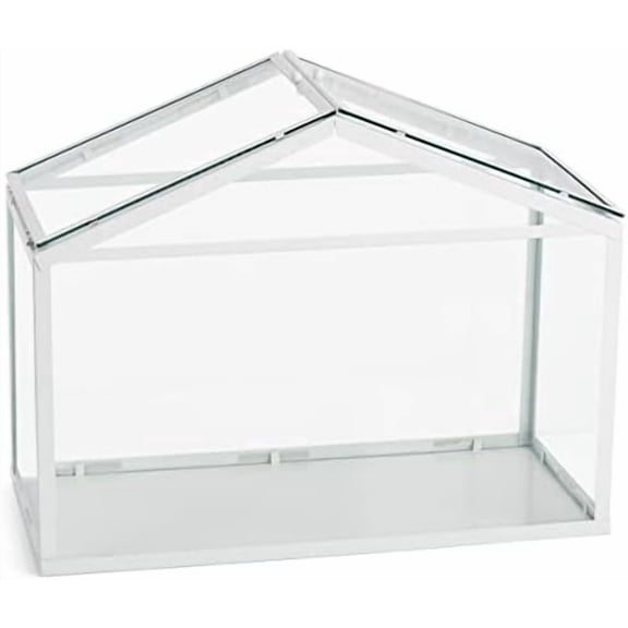 Glass Keepsake Box, 17.75" Wide x 14" Tall, Lift-Up Top Access Doors - White (FDGMCBWH)$$Home Decor, Kitchen, & Other