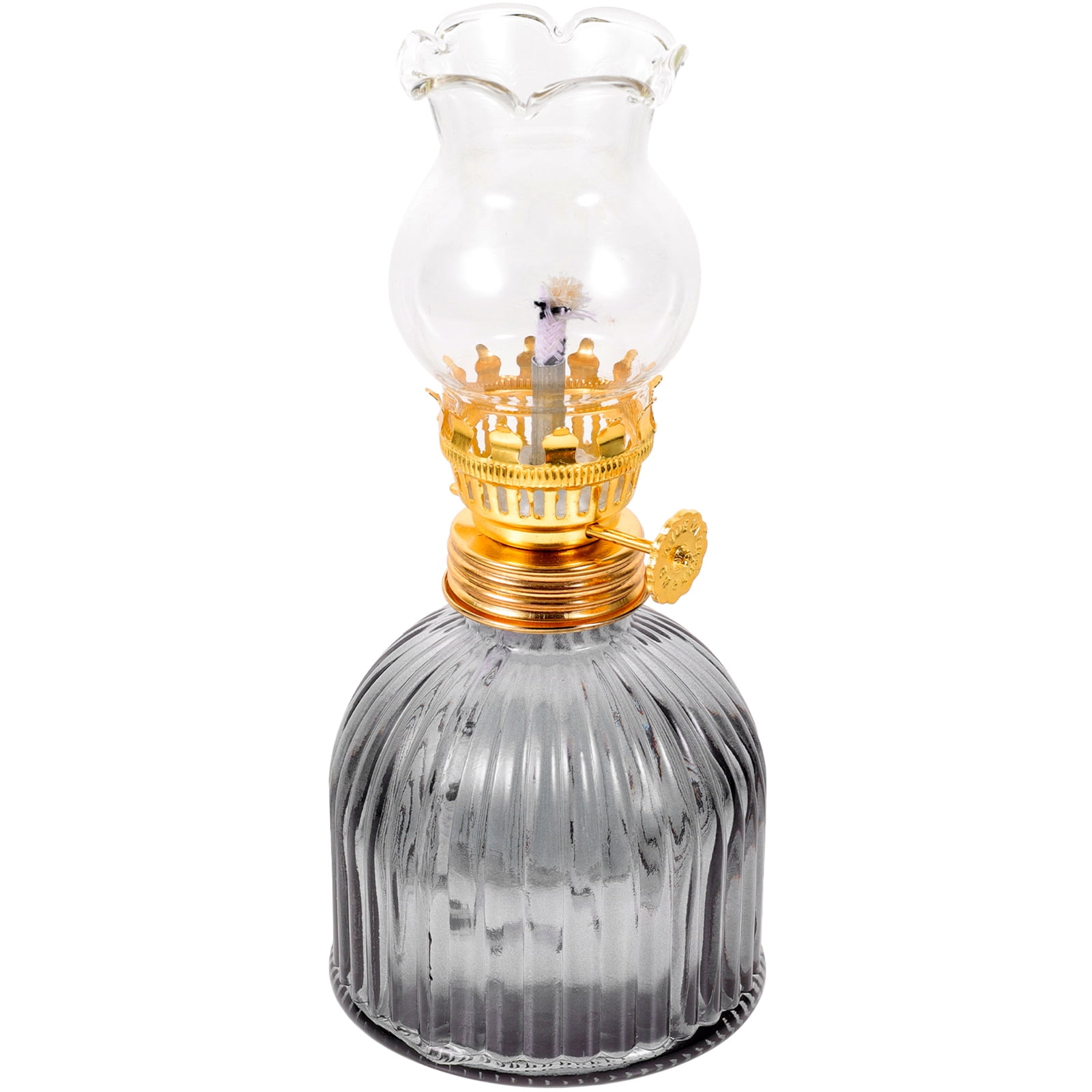 Glass Kerosene Lamp Clear Candle Holder Lantern Wick Indoor Lamp Oil