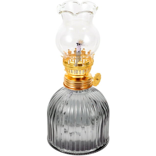 Glass Kerosene Lamp Clear Candle Holder Lantern Wick Indoor Lamp Oil