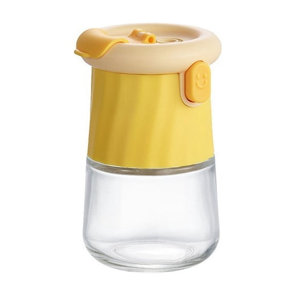 Glass Kitchen Salt Shaker with Quantitative Dispenser, Sealed Spice Jar for Cooking Baking Meal Prep Dust-Proof Storage