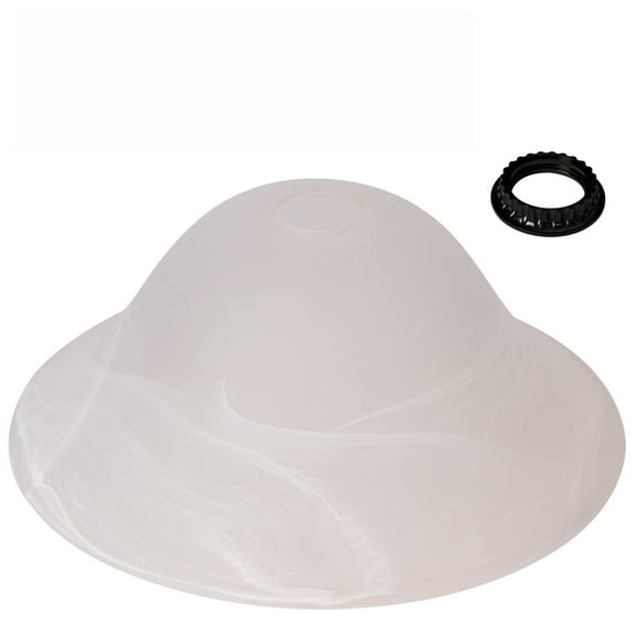 E26 Socket Glass Lamp Shade Replacement for Torchiere Floor Lamps, Lamp Shade for Floor Lamp , Standing Lamp Replacement Shade, Alabaster Glass Bowl Shade, E26 Socket Not Include(White)