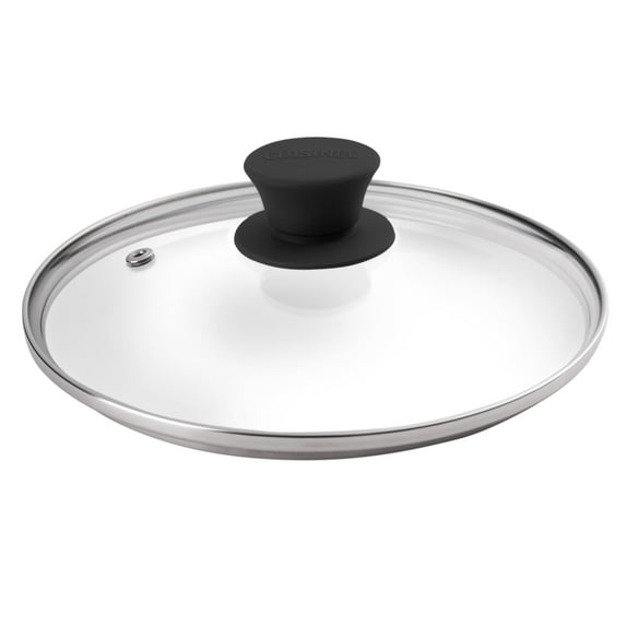 Glass Lid with Steam Vent Hole - 8"-Inch/20.32cm - Compatible with Lodge Cast Iron Skillet Pan - Fully Assembled Universal Replacement Cover - Tempered and Oven Safe - Reinforced Stainless Steel Rim