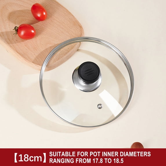 Glass Lid for Frying Pan,7.09 Inch Tempered Transparent Pot Lid with Stainless Steel Rim and Heat-Resistant Handle,Ideal for Skillet,Pan and Wok