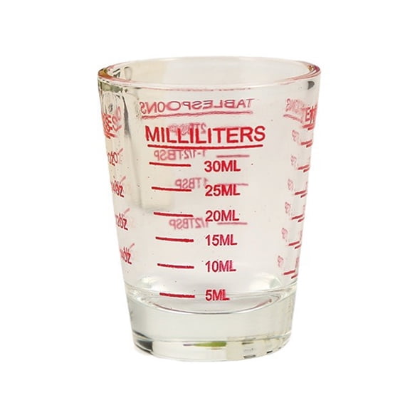 Glass Liquid Measuring Cup with Milliliters, Ounces, Tablespoons and Teaspoon Markings for Portioning Ingredient and Transferring Small Amounts