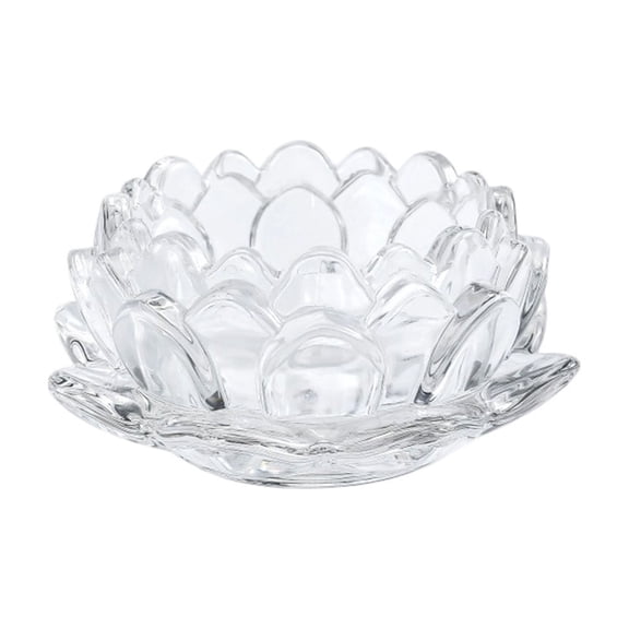 Glass Lotus Flower Tealight Holder Crystal Candle Holders, Small and Large Clear Tea Light Candle Stand for Wedding Centerpiece Home Table Decorations