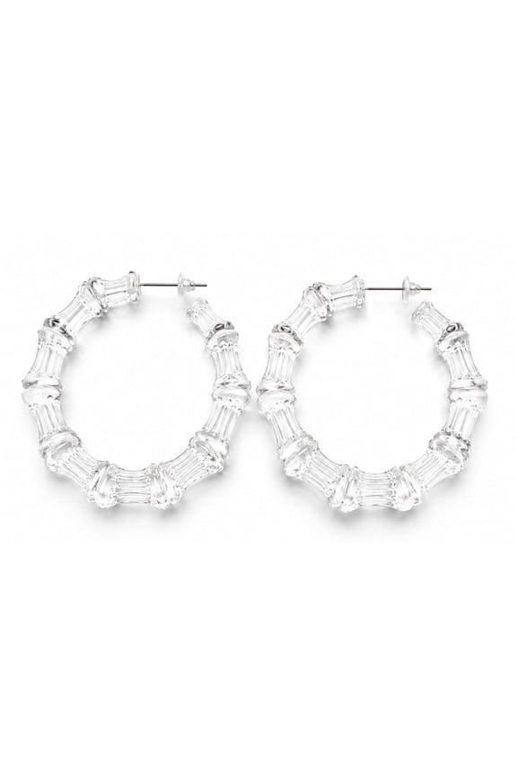 Clear Bamboo Hoop Earrings for Women – Transparent Statement Hoops, Lightweight Trendy Jewelry