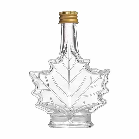 Glass Maple Syrup Bottles - Reusable Leaf Shaped,Maple Leaf Shape-Shaped Whiskey Liquor Decanters, 50ml 100ml 250ml Reusable Canning Bottles,Empty Glass Syrup Jars with Lids for Homemade Drinks