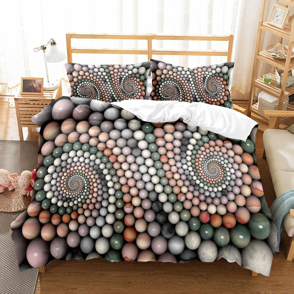 Glass Marbles Duvet Cover Decorative Polyester Bedding Set with 2