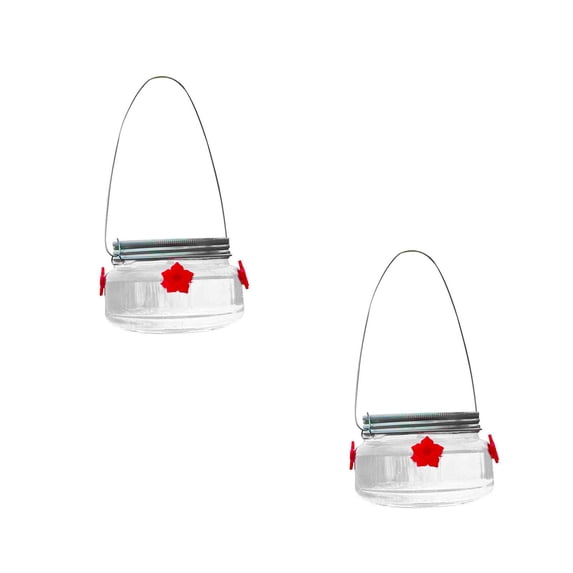 Glass Mason Jar Hummingbird Feeder Four Flower Ports Outdoor Hanging Bird Feeder 500ml Capacity Easy Clean Durable Decorative Garden Patio Bird Feeding Station for All Seasons outdoor use