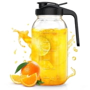 GPED 64 oz Heavy Duty Glass Mason Jar Pitcher, Cold Brew Coffee Maker Pitcher With Stainless Steel Filter, Pour Spout Ha