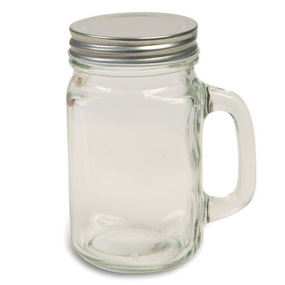 Glass Mason Jar with Handle & Lid, 16 oz. (Pack of 12)