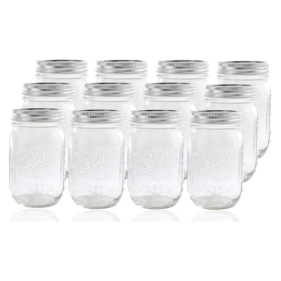 Glass Mason Jars with Lids and Bands, 12 Pack - Regular Mouth, 16oz Canning Jars for Preserving, Pickling, Jam, Food Storage, DIY Crafts & Home Decor