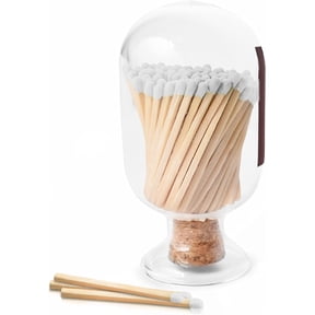 Glass Match Holder with Striker - Fancy Matches in a Jar Cloche - Decorative Home Decor Gifts - Match Striker Bottle for Matches - Mothers Day Gifts for Her - White Matches Included (Medium 250ml)