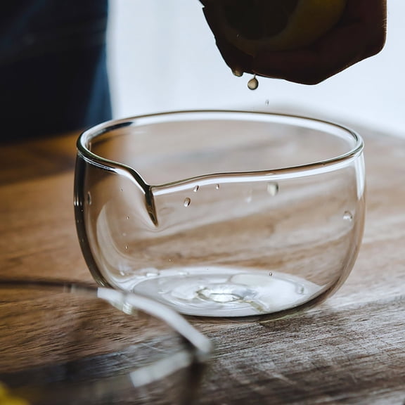 Glass Matcha Bowl with Pouring Spout, Clear Mixing Bowl, Clear Japanese Style Matcha Green Tea Cup, Hammer Spouted Matcha Mixer, Matcha Bowls, Glass, Transparent, No Lines, 1 Pcs, 4.6x2.55"