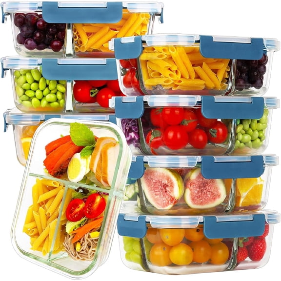 Glass Meal Prep Container Glass Food Storage Container with Lid, Airtight Lunch Box, BPA Free, Leak Proof