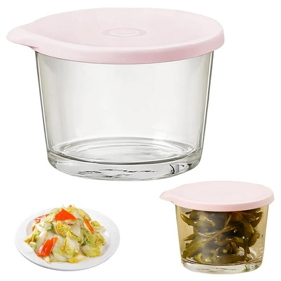 Glass Meal Prep Container with Lid, Glass storage bowl, Small Glass Mason Jar, Stackable Glass Storage, Pantry Jar, Bento Box, Glass Canister, Airtight & Leakproof, Reusable Leftover Lunch Box, Pink