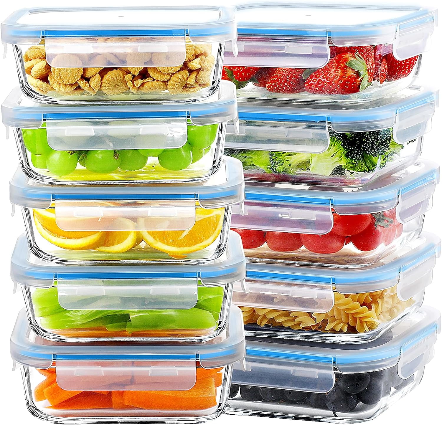 Glass Meal Prep Containers, 10 Packs 22 oz Airtight Glass Food Storage