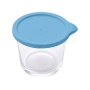 Small Round Glass Containers with Lids,Clear Food Jars Airtight Glass Food Container,Durable Meal Prep Containers for Food Portion, Overnight Oats, Dipping Sauce,Snack,Yogurt,1PcBlue,4.1x2.7x2.7"