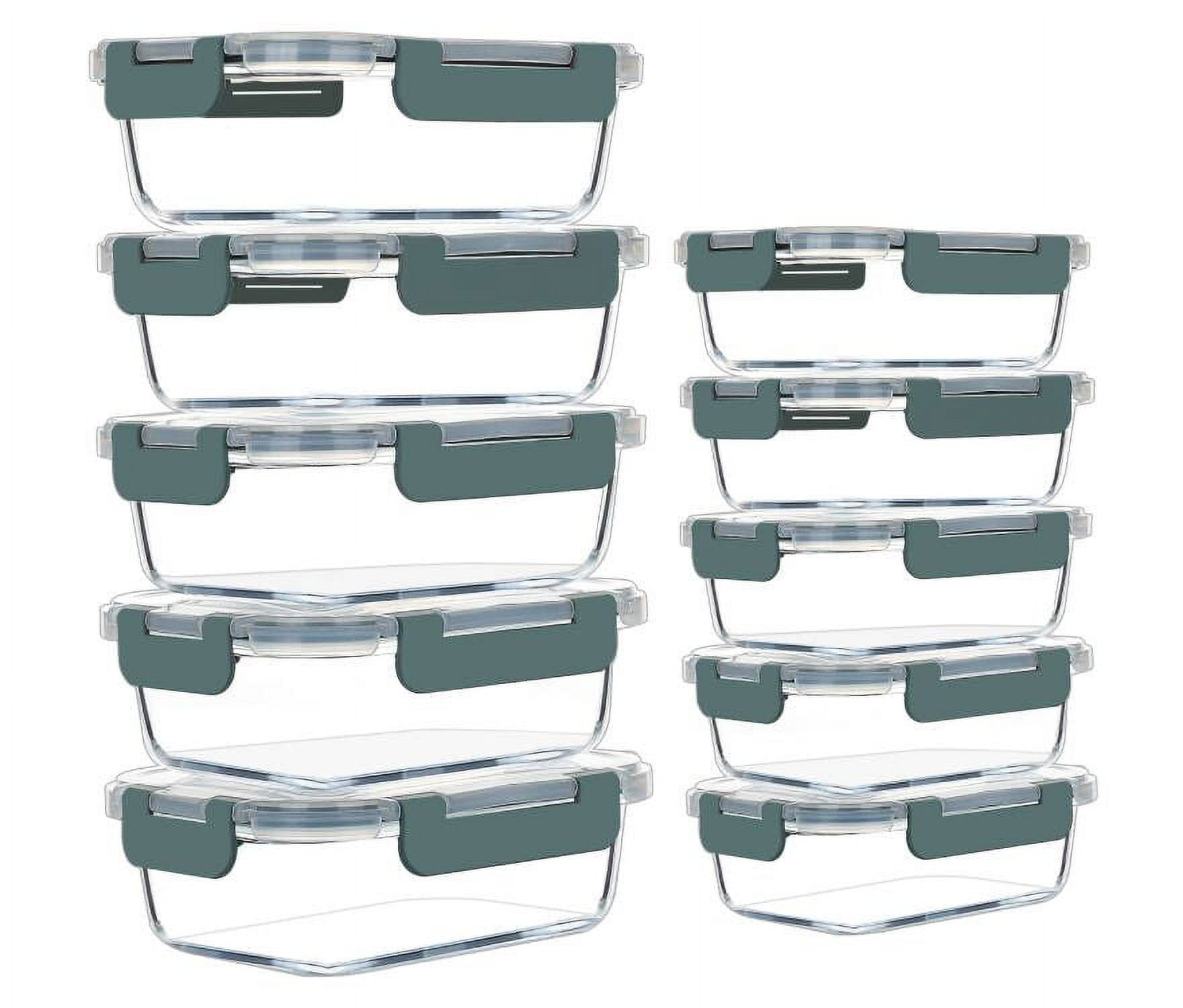 HAKEEMI Glass Meal Prep Containers 10 Pack, Glass Food Storage Containers  with Snap Locking Lids Airtight Built in Air Vents, Glass Containers for