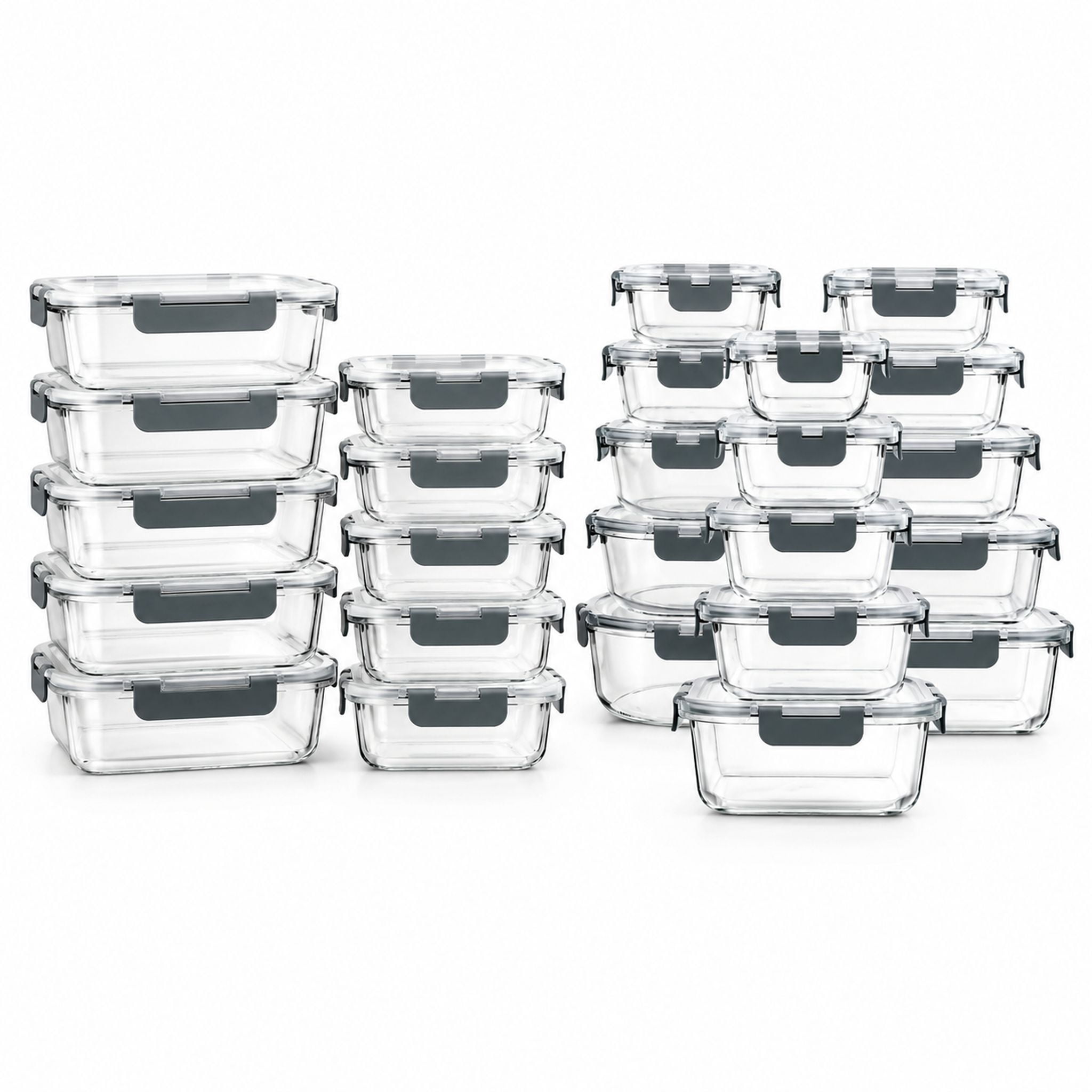 Glass Meal Prep Food Storage Containers with Airtight Snap Locking Lids ...