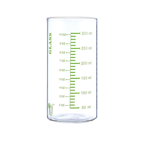 Glass Measuring Cup, Clear Cups with 300ML/10oz Measuring,High Borosilicate Glass Measuring Cup, Shot Glass Espresso Jugs Glass Jigger Spirit Round Graduated Beaker for Kitchen(Green)
