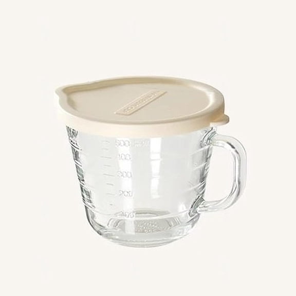 Glass Measuring Cup For Baking and Cooking,With dust cover, 500ml Wet and Dry Measuring Cup, Kitchen Essentials Tools,CustardYellow