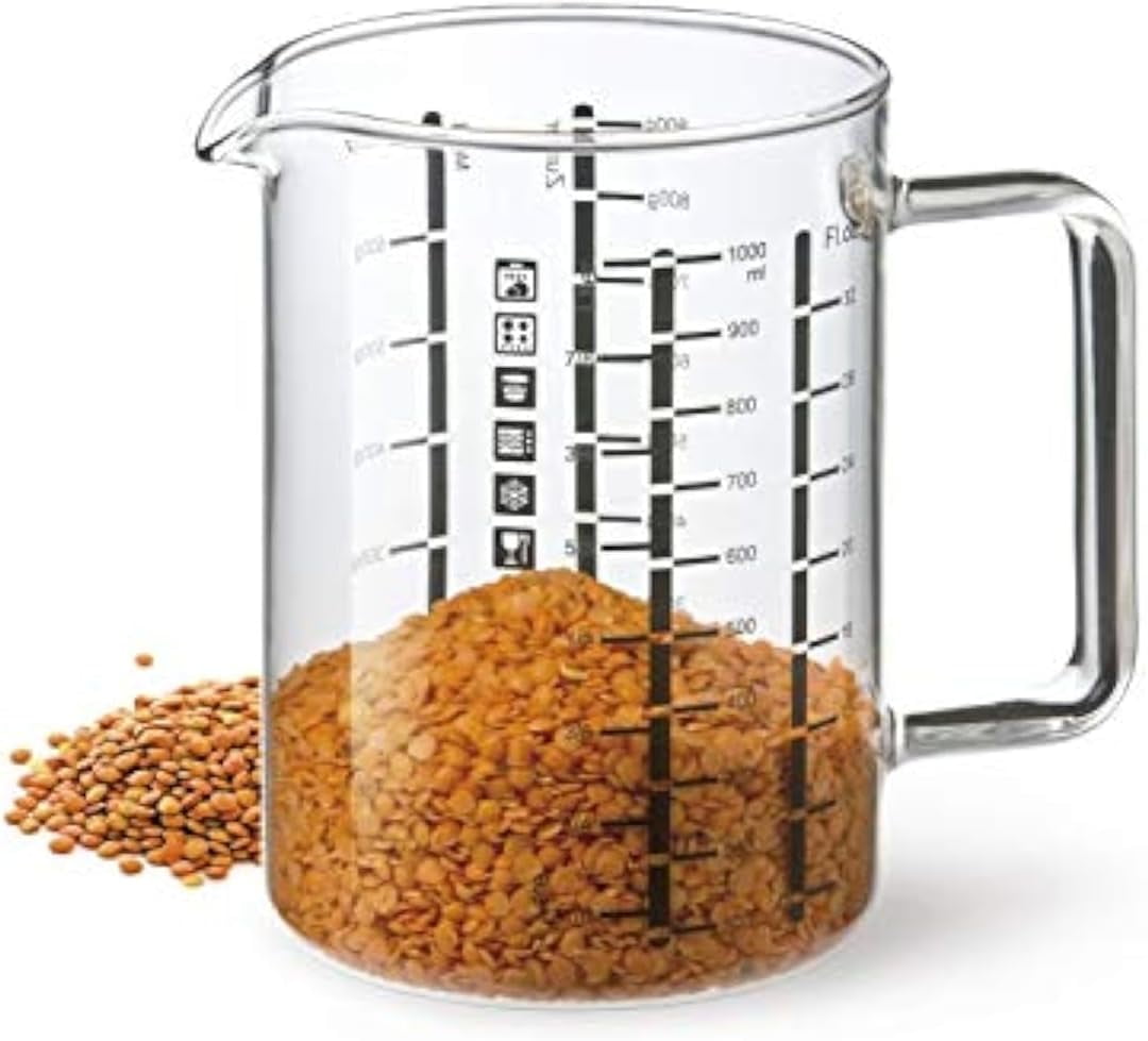 Glass Measuring Cup in Grams, Ml, Oz - Borosilicate Liquid Cup for ...