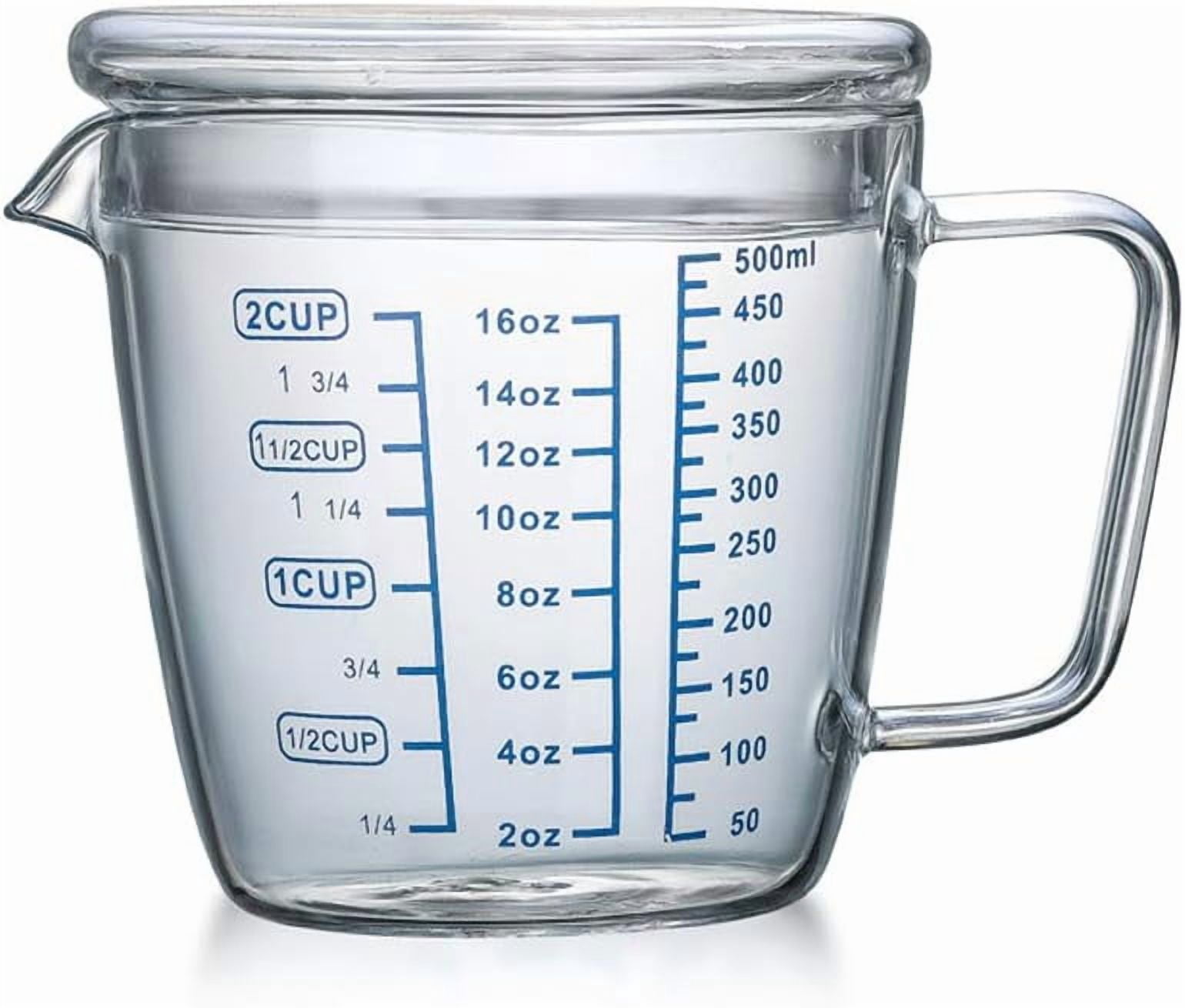 Liquid Mixing Scale Glass Measuring Cup with Lid Handle, Borosilicate V-Shaped Spout ...