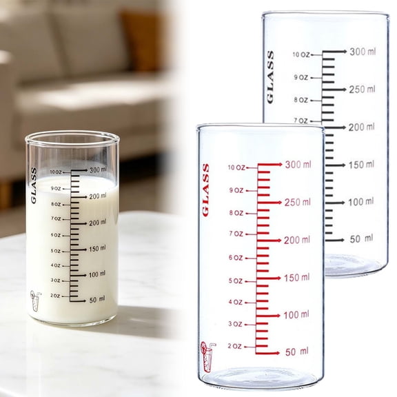 Glass Measuring Cup with Measurement Markings, Clear Graduated Liquid Measuring Beaker for Cooking Baking Coffee and Kitchen Food Preparation, Easy Read Scale Design