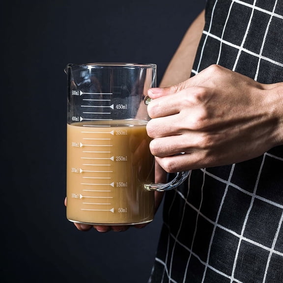 Glass Measuring Cups Jugs Large Measuring Pitcher Beaker Measured Mug Measure Liquid Milk Glass Cup Clear Scale with Spout& Insulated Handle for Hot/Cold Fluid 1000ml