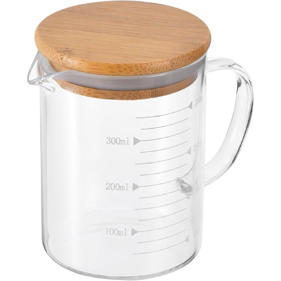 Glass Measuring Cups Jugs with Lid Large Measuring Pitcher Beaker Measured Mug Measure Liquid Milk Glass Cup Clear Scale with Spout& Insulated Handle,for Hot/Cold Fluid