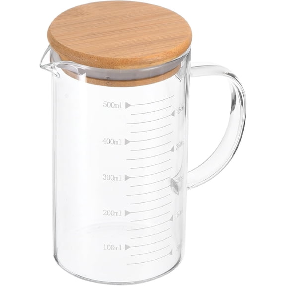 Glass Measuring Cups Jugs with Lid Large Measuring Pitcher Beaker Measured Mug Measure Liquid Milk Glass Cup Clear Scale with Spout& Insulated Handle,for Hot/Cold Fluid