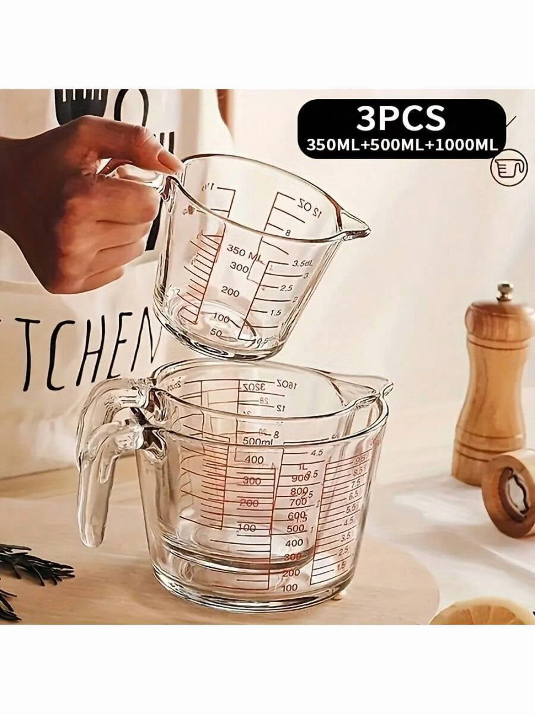 Glass Measuring Cups Set of 3 Heat Resistant Borosilicate Measuring Jugs with Handles and Spouts for Kitchen Baking Microwave and Oven Safe