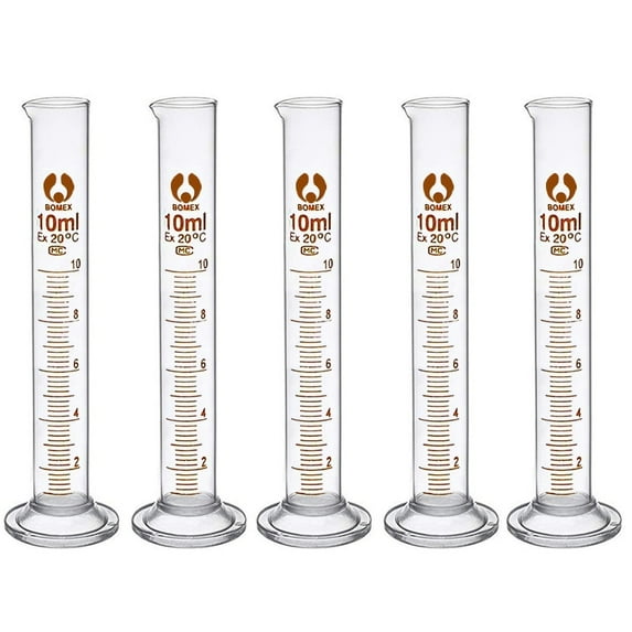 Glass Measuring Cylinder 10ml (PACK OF 5) Borosilicate glass by Sponix BioRx